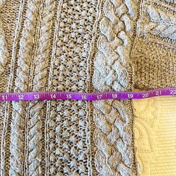 VINTAGE Express Tricot Hand Knitted Nubby Beige Mock Neck Sweater Women M - Picture 6 of 8